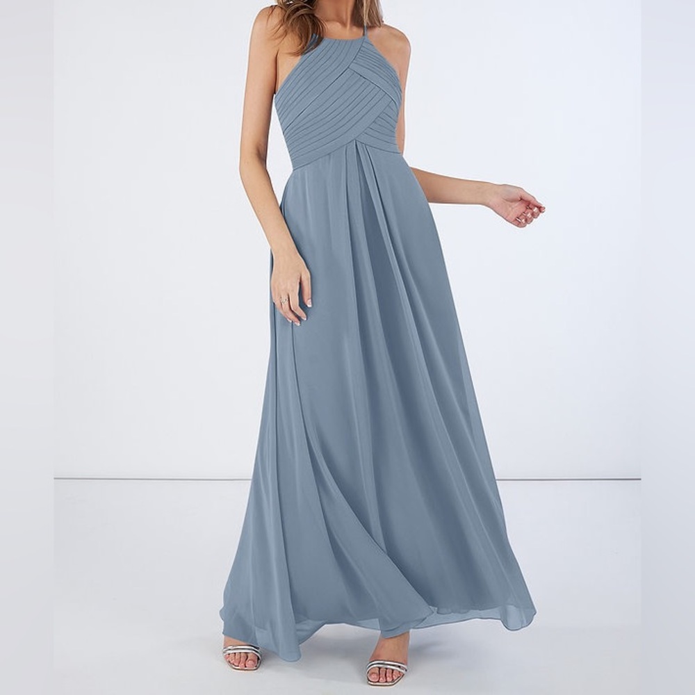 Azazie Ginger Dusty Blue Bridesmaid Dress